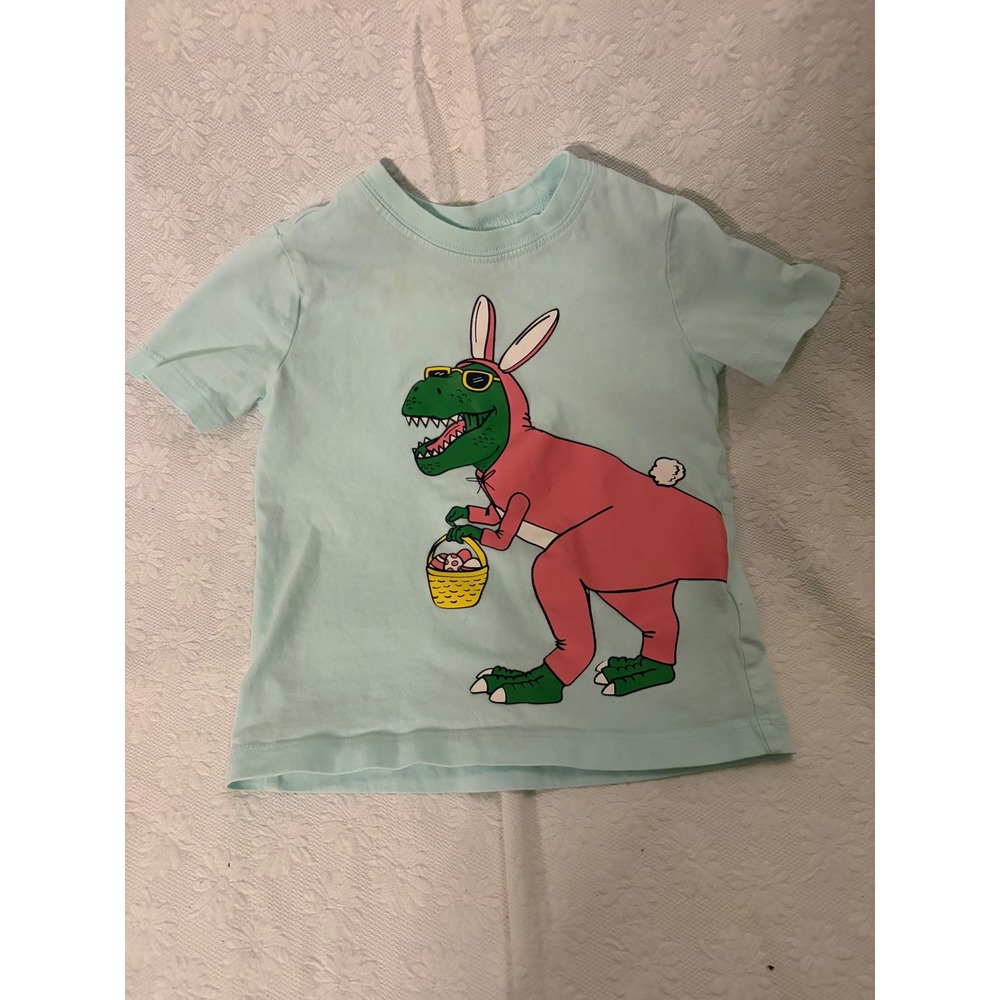 Carters Toddler Boys Easter Dinosaur Bunny Suit T-Shirt Light Blue 18M